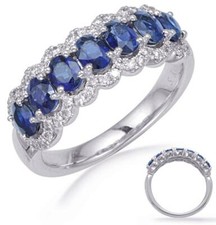 1.82CT DIAMOND  AAA SAPPHIRE 14KT WHITE GOLD 3D OVAL  ROUND ANNIVERSARY RING