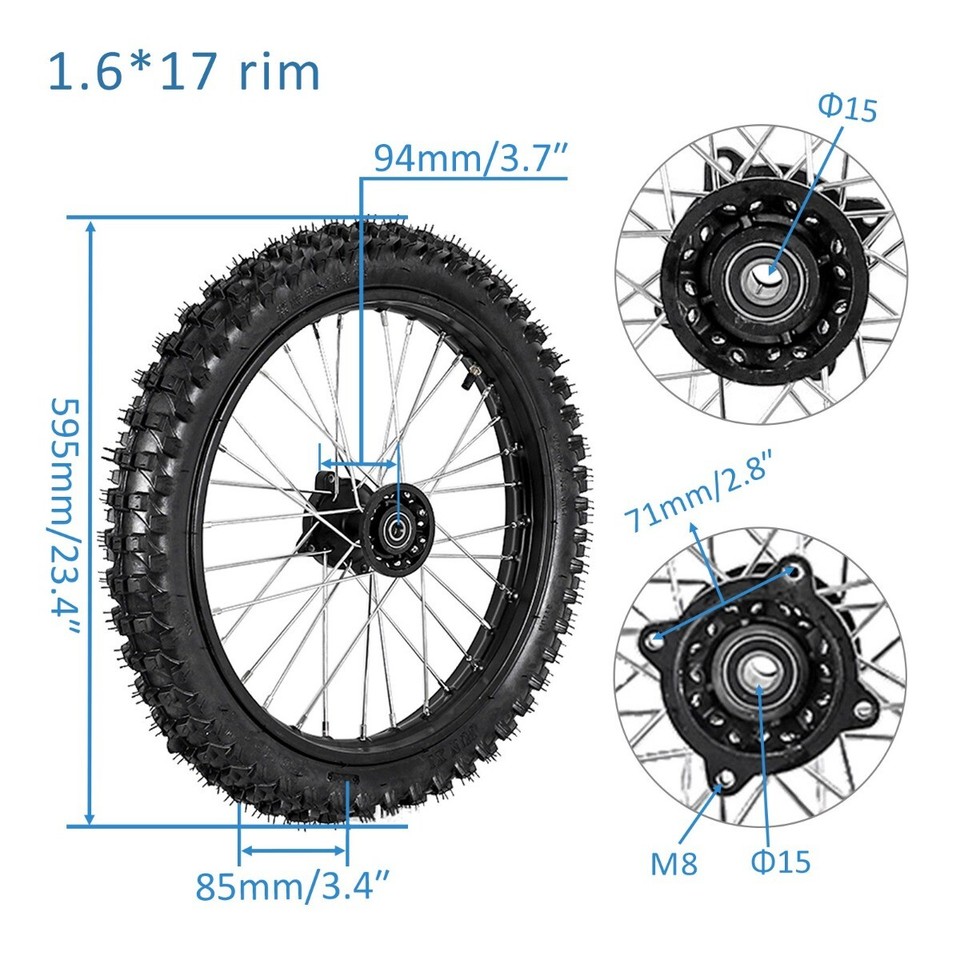 70/100-17+90/100-14 Front Rear Tire Wheel Rim Set TTR110 Apollo SSR 125 ...