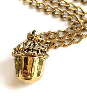 【送料&関税込】Alexander McQueen Chain Necklace Alexander McQueen Acorn Pendant Necklace w Flat Chain Signed