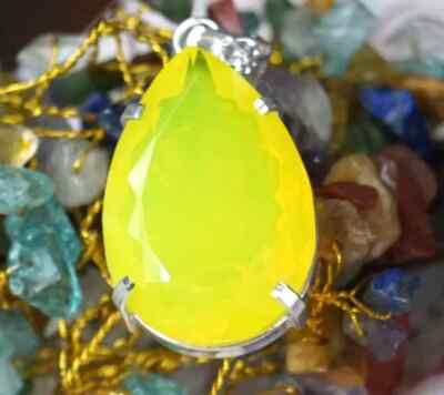 94.62 CT+ Certified Natural Opal Pear 925 Solid Silver Pendant Loose Gemstone
