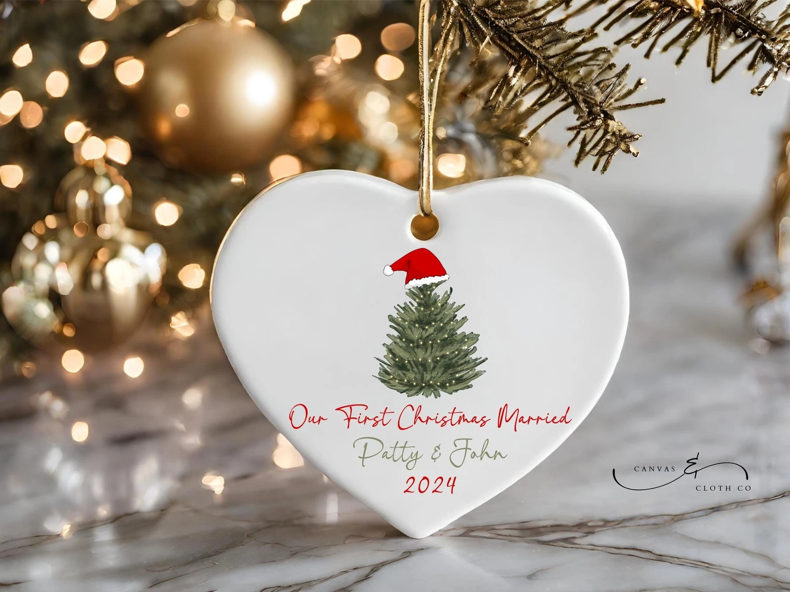 First Christmas Married Ornament Personalized Gift for Couple Custom Wedding