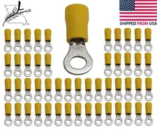 50x  12-10 AWG #10 Ring Loop Terminal Wiring Wire Crimp On Insulated End PVC