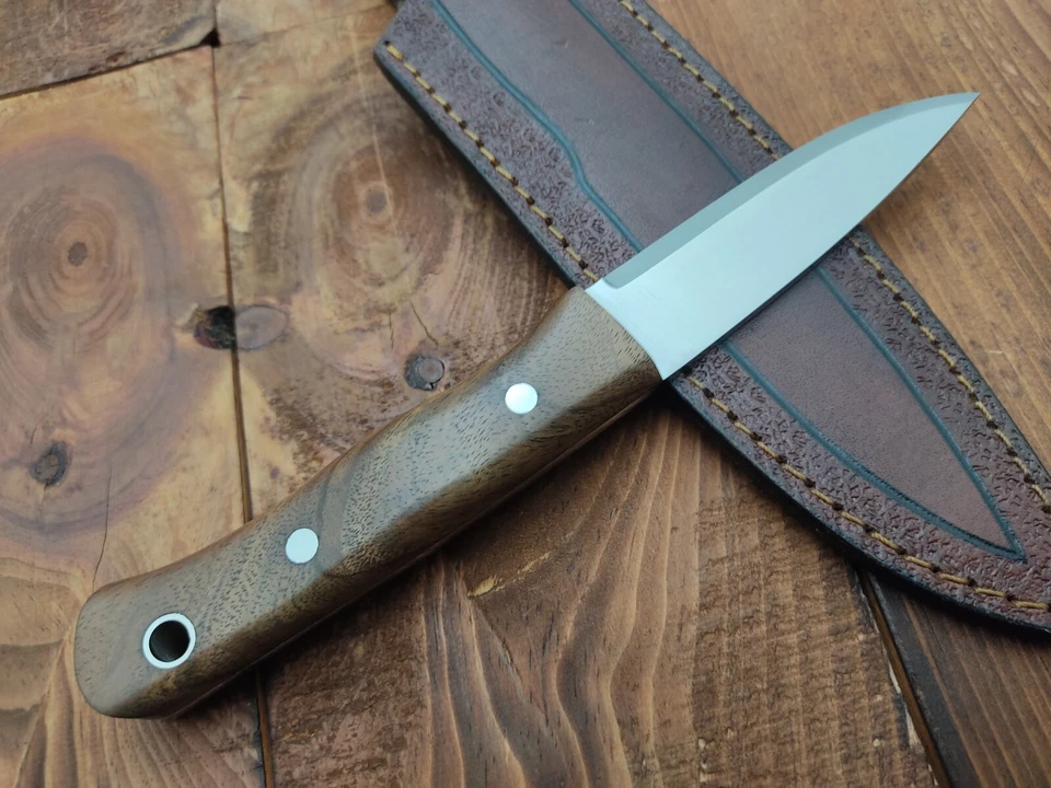 Cuchillo de caza de supervivencia de camping Bushcraft Scandi Grind de acero 1095 hecho a mano personalizado Foto 4 de 4