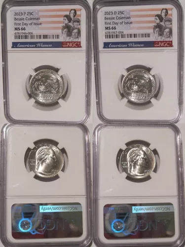 2023 P & D Bessie Coleman 25c NGC MS66 American Women Quarter FIRST DAY of ISSUE
