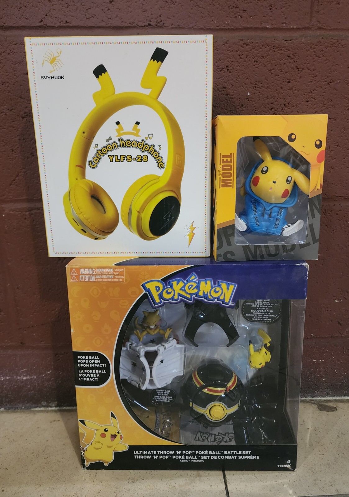 SVYHUOK Pokemon Pikachu Kids Headphones with Built-in Mic Pop N Throw Lot