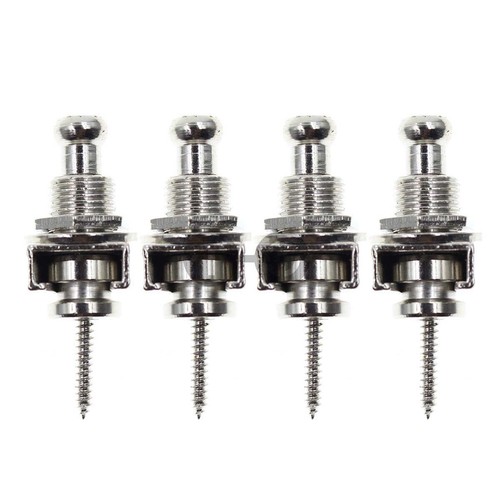 4pcs Schaller Style Guitar Strap Locks Buttons Chrome Straplocks Round Head - Picture 3 of 9