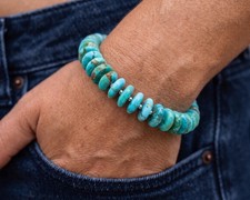 12mm Kingman Arizona Southwestern Native American Style Beaded Gemstone Bracelet