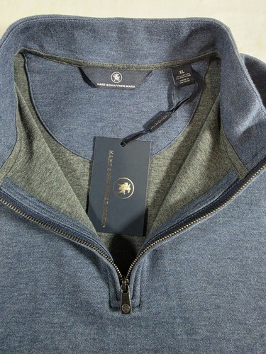 Hart Schaffner Marx Men's Blue 1/4 Zip Mock Neck Pullover Sweatshirt XL