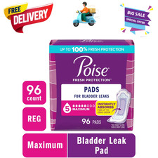 Poise Pads 5 Drop Maximum Absorbency 96 Count Regular Length Women Care
