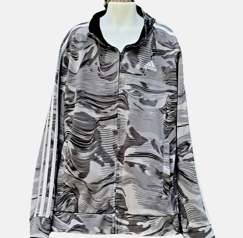 Adidas Gray Camo Full Zip Track Jacket Boys Large 14-16