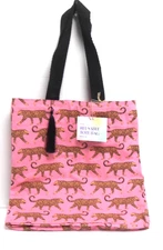 Classic Reusable Pink Double Sided Canvas Tote Shopping Bag Leopards