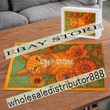 500 piece jigsaw puzzle Orange Garden Floral Cat vibrant