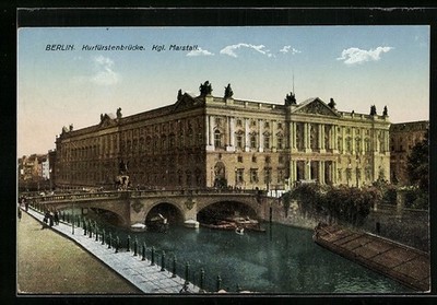 Postcard of Berlin, Royal Stables with Elector's Bridge, 1914