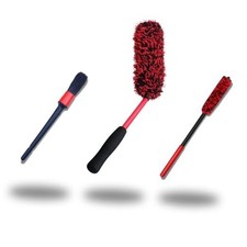 Angled Wheel Brush Kit 3 Pack- Angled Microfiber Wheel Brush, Angle Red 3 Pack