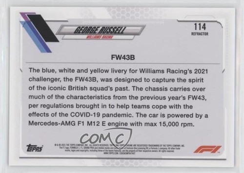 2021 Topps Chrome Formula 1 F1 Cars Refractor George Russell #114 0cr7 - 第 2/3 張圖片
