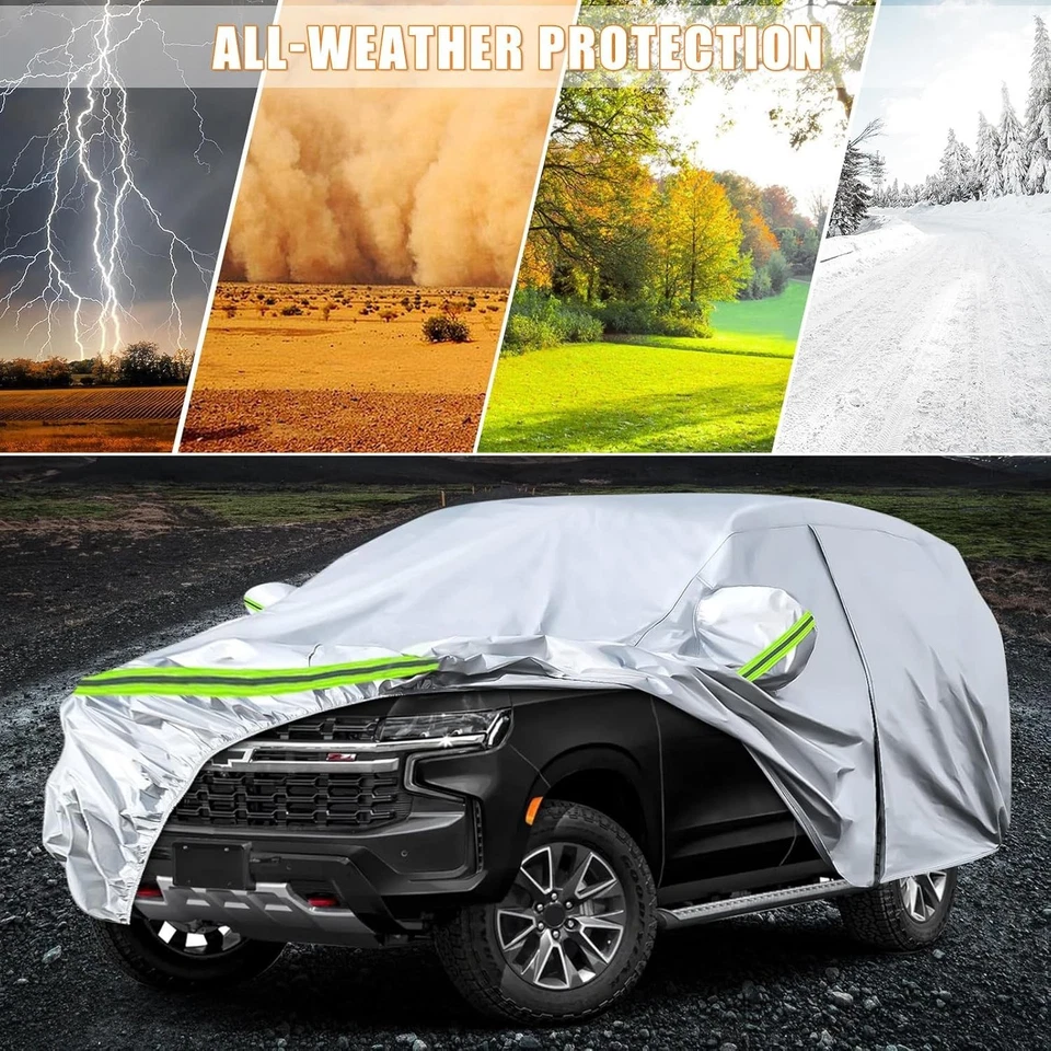 6 Layers Waterproof Car Covers Replace for 2007-25 Chevy Tahoe/GMC Yukon Silver Foto 4 de 4