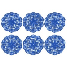 6Pcs Crochet Handmade Doilies 7.8" Placemats Lace Coasters Dark Blue
