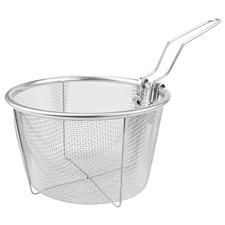 Stainless Steel Deep Fry Basket Round Wire Fry Basket with Folding Handle Fre...