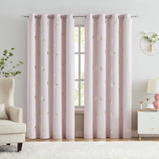 Jubilantex Pink And Gold Butterfly Blackout Curtains 84 Length For Baby Girls