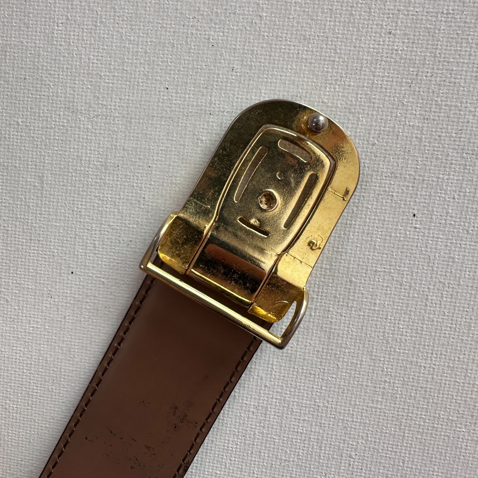 Christian Dior Retro 90s black and gold buckle leather unisex belt belt image 4