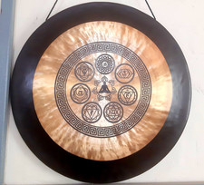 50 CM Chau Gong-7 Chakra Symbol Carved Gong-Deep Relaxing Sound Vibration Gong
