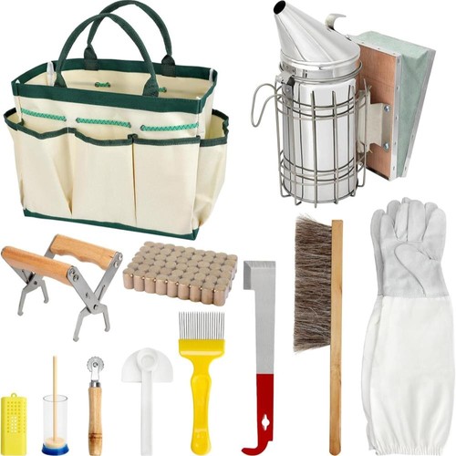 12 Pieces Bee Hive Starter Kit Beekeeping Supplies with Smoker and Tools Sets & - Picture 4 of 4