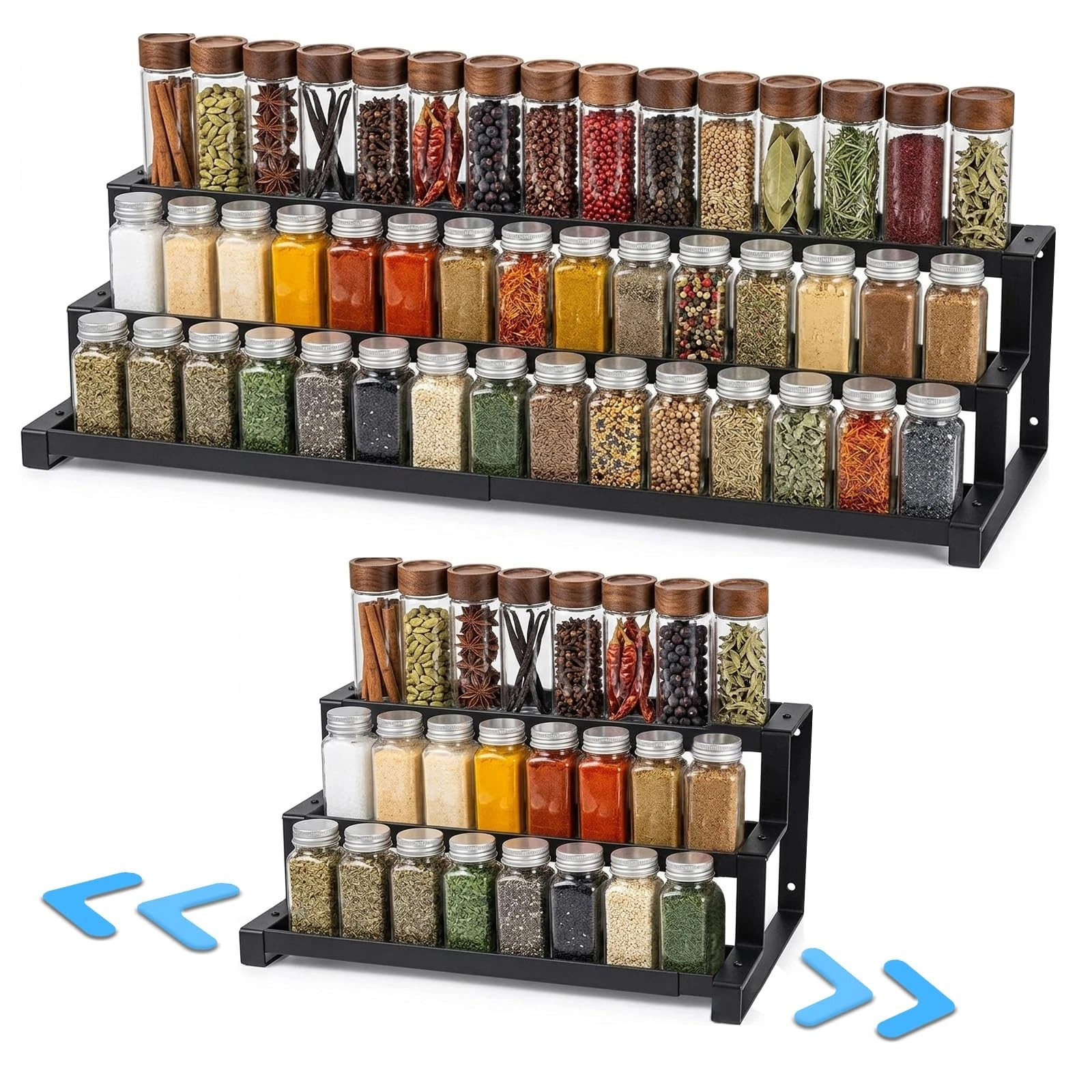 Expandable Spice Rack Organizer for Cabinet, Metal Spice Organizer Adjustable...