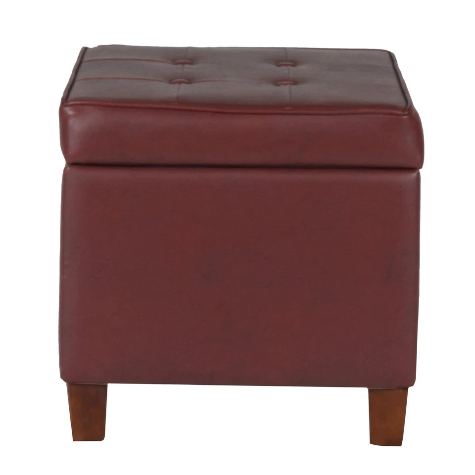 Benzara Square Shape Leatherette Upholstered Wooden Ottoman with Tufted Lift Off - Image 2 of 4