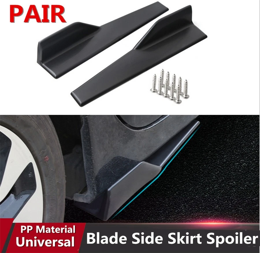 Un par de alerones de faldón lateral de coche basculante ala divisorra antiarañazos negro mate Foto 2 de 4