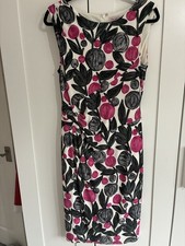 PHASE EIGHT floral White Bodycon Wiggle Dress 16 Ruched Wedding Cocktail Party