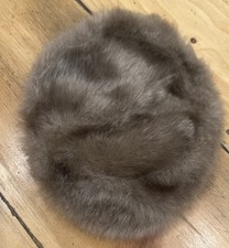 Vintage Women's Brown Fur Pillbox Hat Formal Elegant Retro