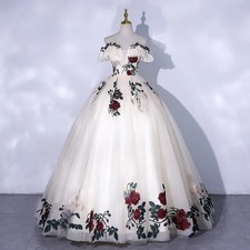 15 Quinceanera Prom Dresses Floral Embroidery Evening Graduation Dress A-shaped