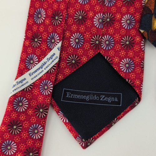 Lot of 5 Ermenegildo Zegna 100% Silk Ties Made in Italy Excellent Condition Red - Picture 8 of 12