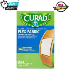 CURAD Flex-Fabric Adhesive Bandages, X-Large 2x4, 50 Count 2x4