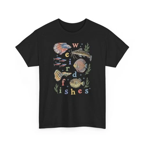 Weird Fishes T-Shirt Aquarium Fish Collage Betta Discus Neon Tetra Tee - product listing photo