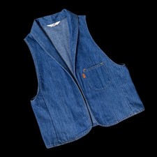 Vintage Levis Denim Vest Orange Tab 1980s Ladies Medium USA Retro Western Blue