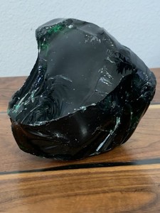 Vintage Emerald Green Heavy Glass Sculpture Conversion Decor 6 Lbs