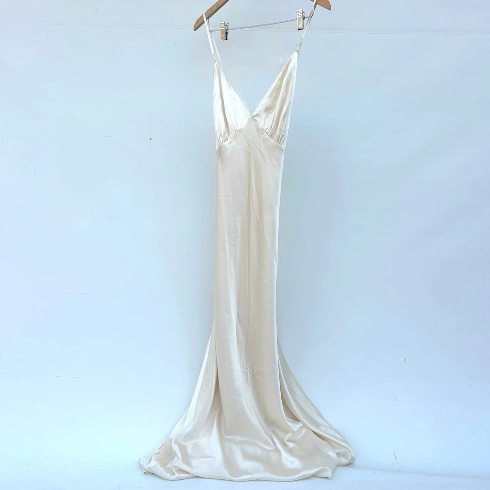 Reformation Maysen Silk Fior Di Latte Ivory Silk Lace Wedding Dress V-Neck 12 - Image 3 of 4