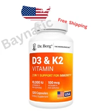 Dr. Berg 7-in-1 Vitamin D3 K2 – 10,000 IU, High Absorption, 120 Capsules