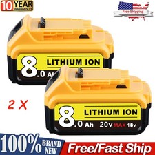 2 Pack 8.0AH Lithium Battery For DeWalt 20V Max XR DCB200 DCB206-2 DCB205-2