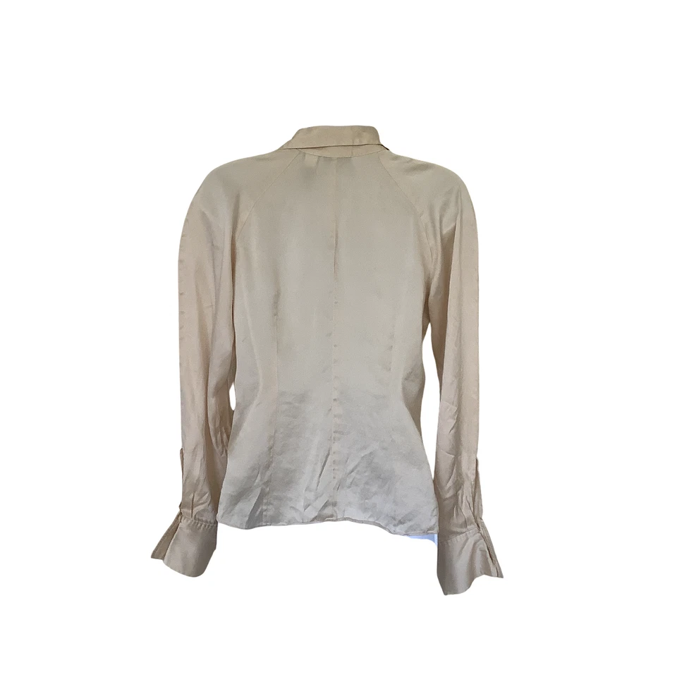 BLUSA AXCESS VINTAGE AÑOS 90 CREMA 100% SEDA bellamente a medida talla pequeña Foto 3 de 4