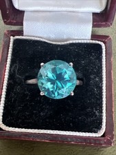 Stunning Blue Glass Ring Silver Set 