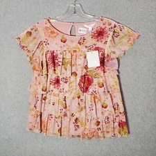 LC Lauren Conrad Women Top  Small Pink Floral Blouse Tiered Party Collection NWT
