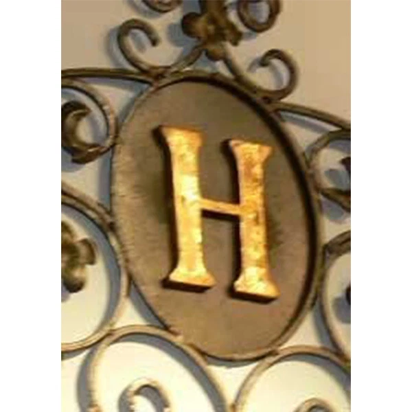 Placa de pared con monograma de hierro verde letra inicial para exteriores interiores y exteriores Foto 3 de 4