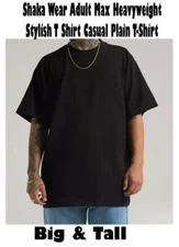 Mens BIG & Tall Tee Shirt 7XL Shaka HEAVY WEIGHT Stylish T Shirt Casual Plain T