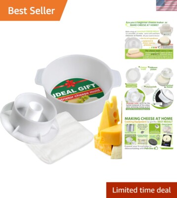 Cheese Making Basket Mold with 100% Cotton Cheesecloth - Gift for Cheese Lovers
