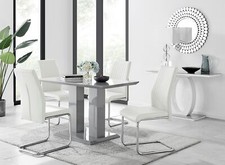 IMPERIA Grey High Gloss Dining Table And 4 Faux Leather and Chrome Dining Chairs