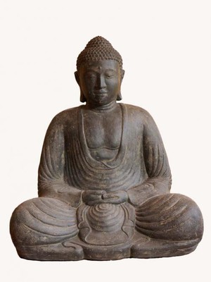 XXL Buddha 80 cm Steinguss Gartendeko Japanischer Steinbuddha