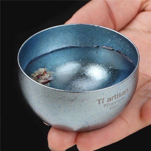 1PC Titanium Double Wall Tea Cup Teacup 45ml Outdoor Camping Tableware Drinkware - Picture 9 of 24