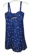 R&K Originals Sundress Blue Polka Dot Padded Bust 10P Vintage?? New NWT